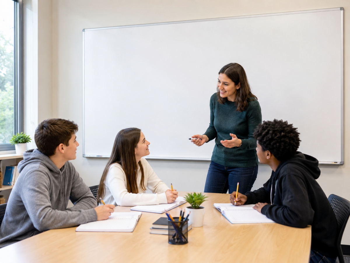 Bahasa Malaysia Students learning Bahasa Malaysia with a tutor during a tuition class in Klang